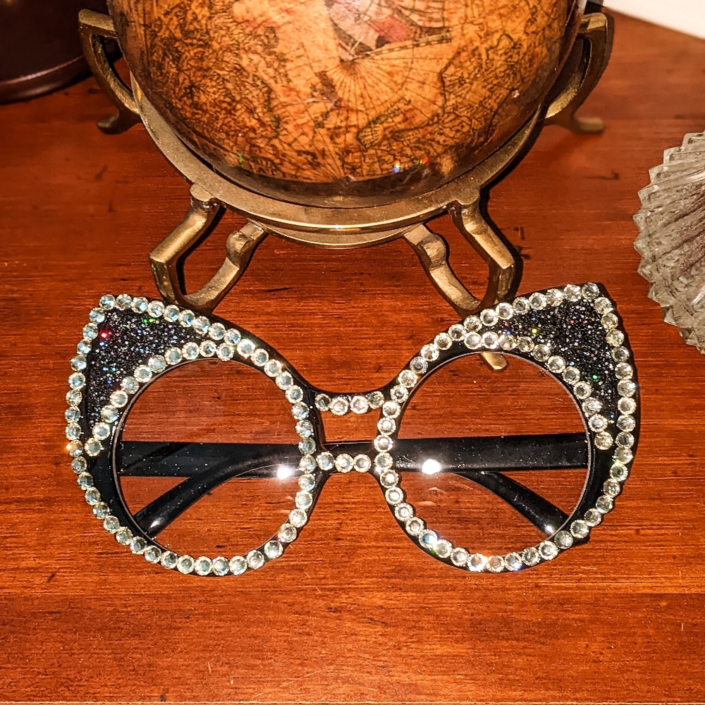 Rhinestone Encrusted Black Glasses | Bedazzled Novelty Glasses All Pairs NWOT - Picture 3 of 8